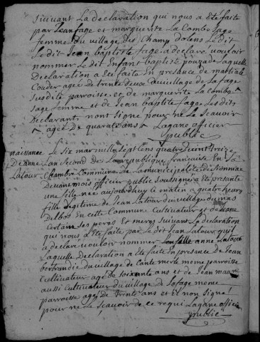 Naissances, mariages, décès (1793-1802)