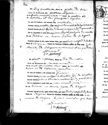 Naissances (1821-1848)