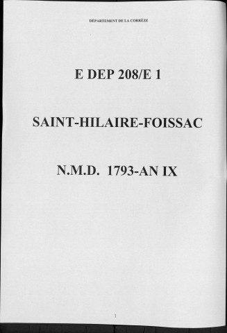 Naissances, mariages, décès (1793-1801)
