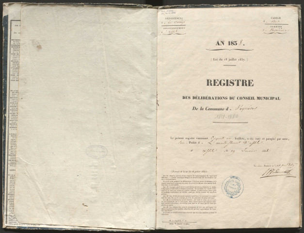 Délibérations du conseil municipal. 13 mai 1838-22 août 1880
