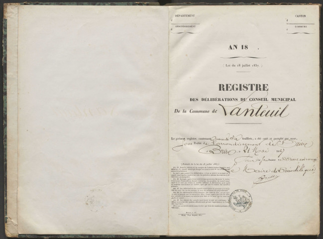 Délibérations du conseil municipal. 02 juin 1867-1er juillet 1874