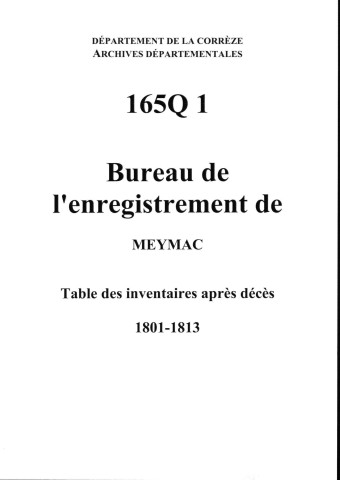 Table des inventaires après décès
