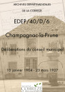 Délibérations du conseil municipal. 10 janvier 1904-23 mars 1927