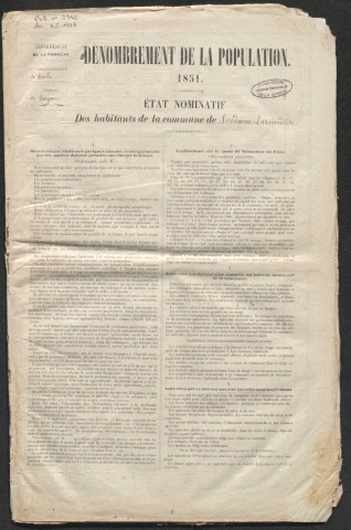 Population : listes nominatives. 1851-1936