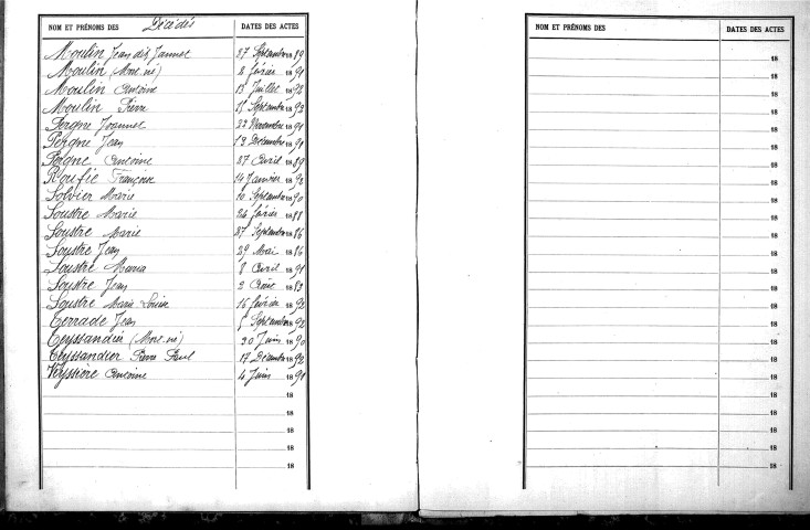 Tables décennales des décès (1883-1892)