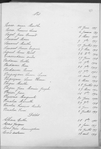 Tables décennales des décès (1913-1922)