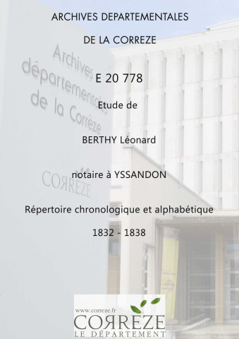 Répertoire chronologique et alphabétique.