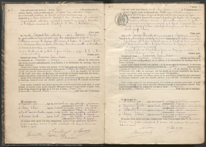 Mariages (1903-1932).