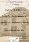 Délibérations du conseil municipal. 9 mai 1794-20 mars 1836