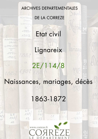 Naissances, mariages, décès (1863-1872)