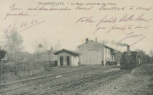 Chamboulive : "Chamboulive. - La gare. L'arrivée du train".