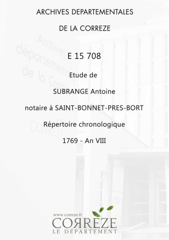 Répertoire chronologique : 1769-an VIII
