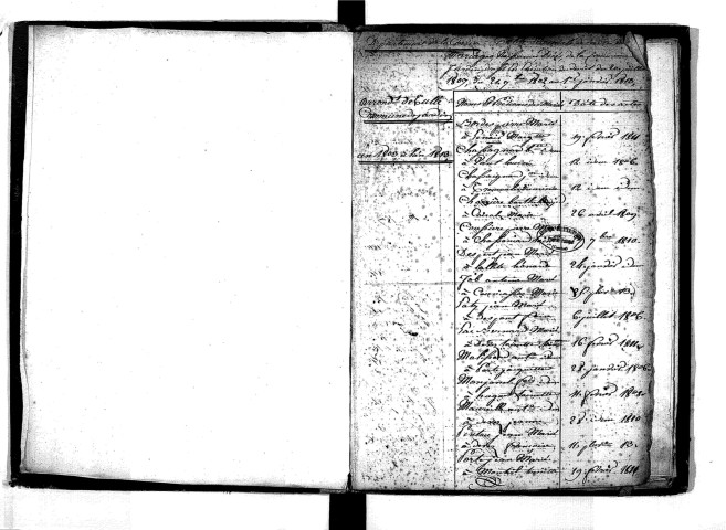 Tables décennales des mariages (1803-1812)