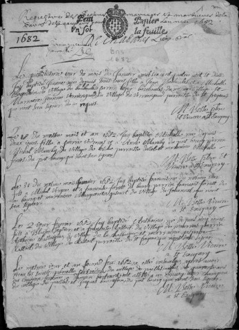 Baptêmes, mariages, sépultures (1682-1691)