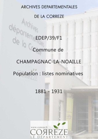 Population : listes nominatives (1881-1931), mouvements de population (1888-1896).