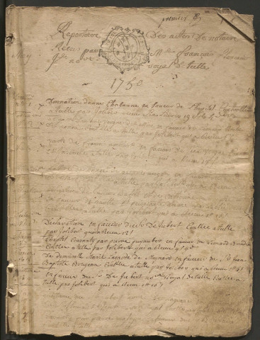 Répertoire chronologique : janvier 1750-avril 1793