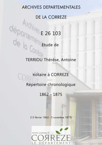 Répertoire chronologique : 13 février 1862-5 novembre 1875
