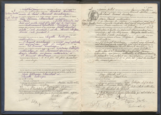 Mariages (1922-1932).