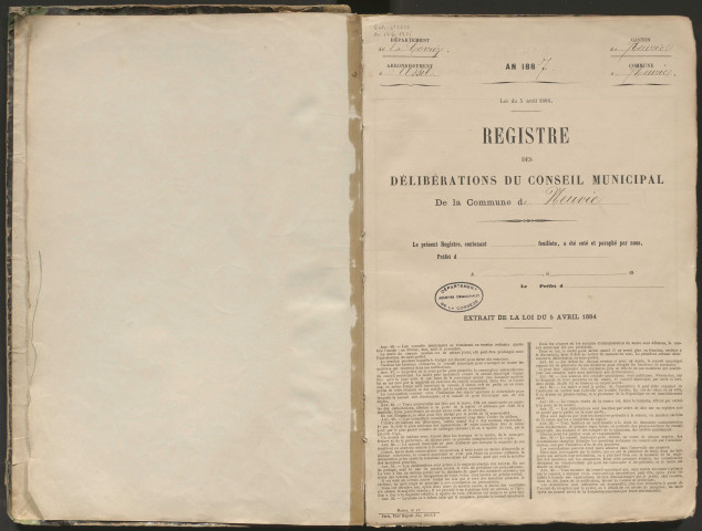 Délibérations du conseil municipal. 1er mai 1887-09 mai 1897