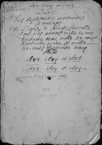 Baptêmes, mariages, sépultures (1683-1703)