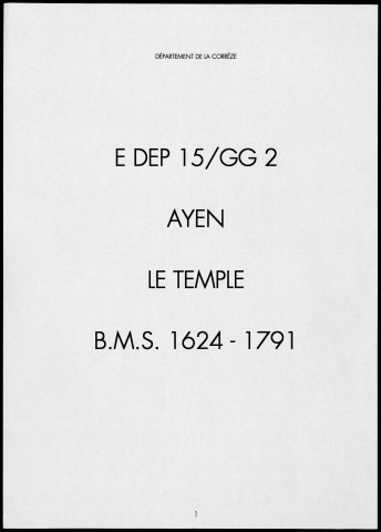 Baptêmes, mariages, sépultures (1624-1791)