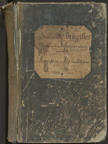 Répertoire alphabétique et chronologique : maître Brugeilles Jean Maximin (1866-4 octobre 1890), maître Laumond Jean-Baptiste (4 octobre 1890 -1906)