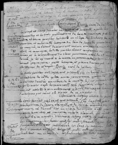 Baptêmes, mariages, sépultures (1760-1768)