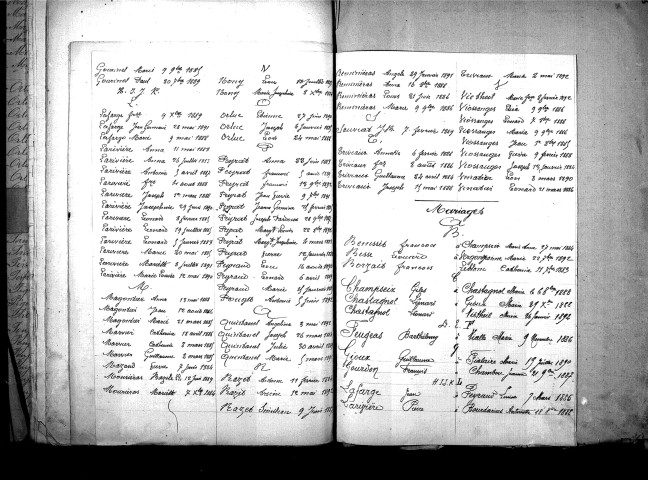 Tables décennales des naissances (1883-1892)