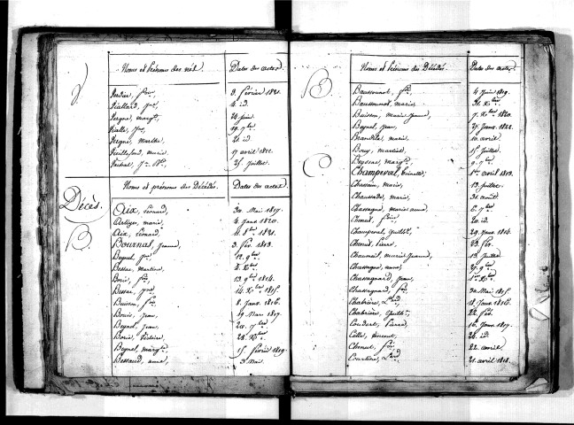 Tables décennales des décès (1813-1822)