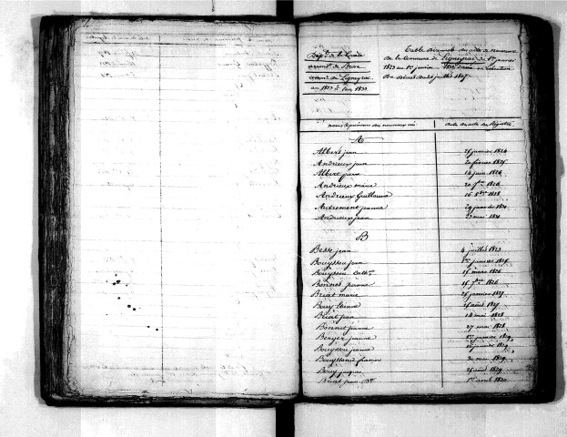 Tables décennales des décès (1823-1832)