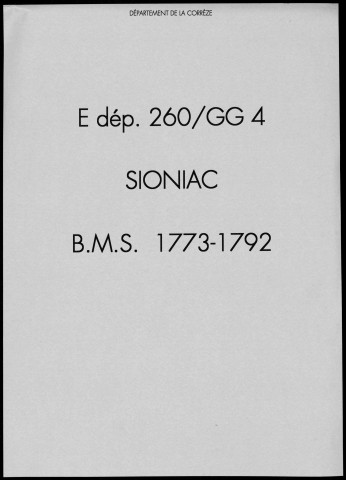 Baptêmes, mariages, sépultures (1773-1792)