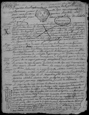 Baptêmes, mariages, sépultures (1753-1789)