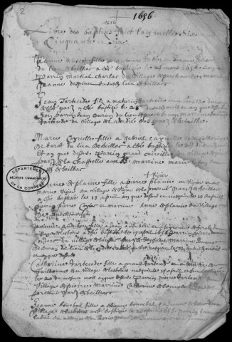 Baptêmes, mariages, sépultures (1656-1793)