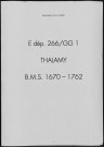 Baptêmes, mariages, sépultures (1670-1762)
