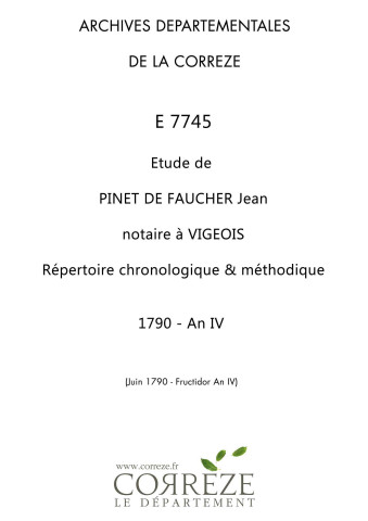 Répertoire chronologique et méthodique : juin 1790-fructidor an IV