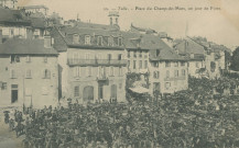 Tulle : "22. - Tulle. - Place du champ-de-Mars, un jour de foire.".