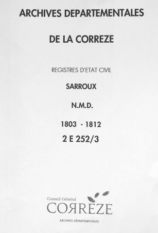 Naissances, mariages, décès (1803-1812)