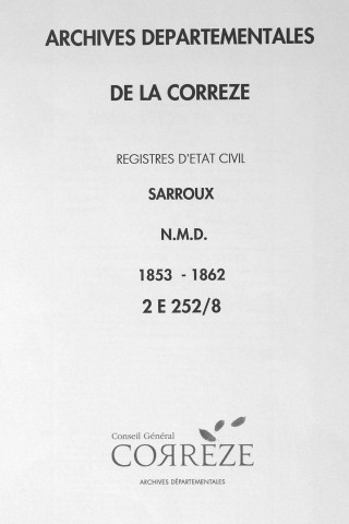 Naissances, mariages, décès (1853-1862)