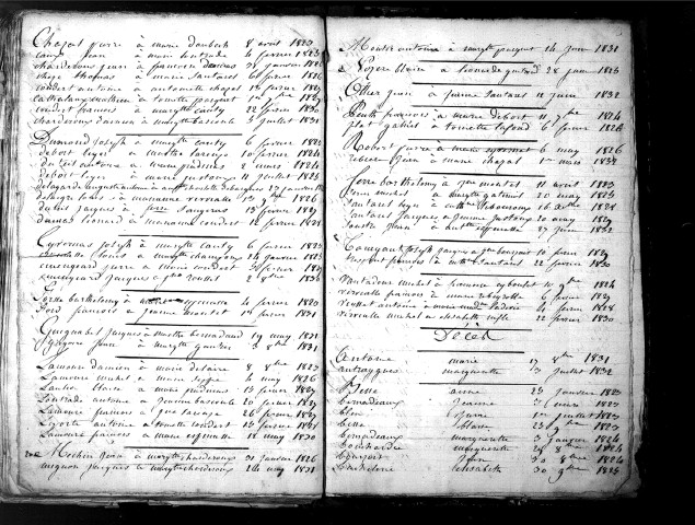 Tables décennales des mariages (1823-1832)