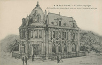 Brive-la-Gaillarde : "Brive - La Caisse d'épargne (telle qu'elle sera construite en 1906, au bas de l'avenue de la gare)". Reproduction d'un dessin d'architecte.