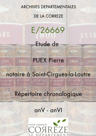 Répertoire chronologique : 1 ventôse an V-30 fructidor an VI