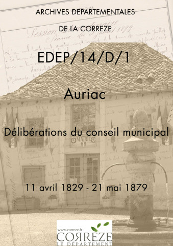 Délibérations du conseil municipal (1829-1879), bureau de bienfaisance (1857-1878).