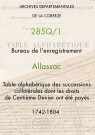 Table alphabétique des successions collatérales dont les droits de Centième Denier ont été payés