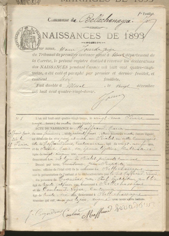 Naissances, mariages, décès (1893-1902)
