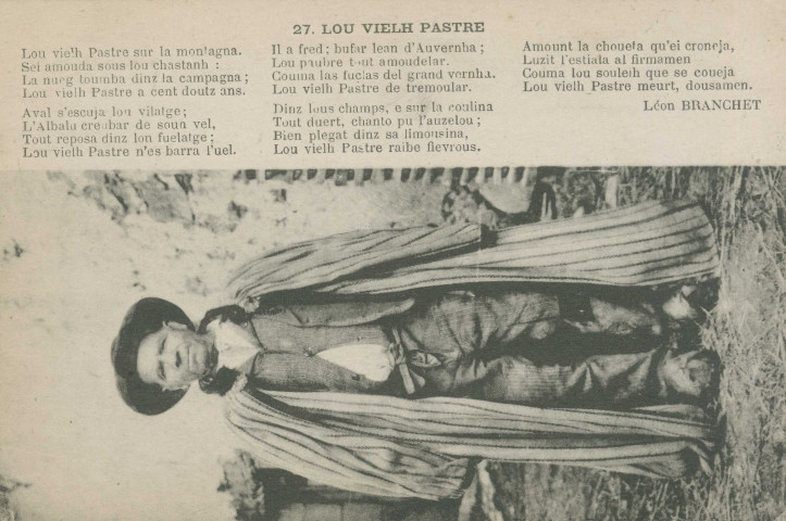 Folklore : "27. Lou vielh pastre". Poème de Léon Branchet.