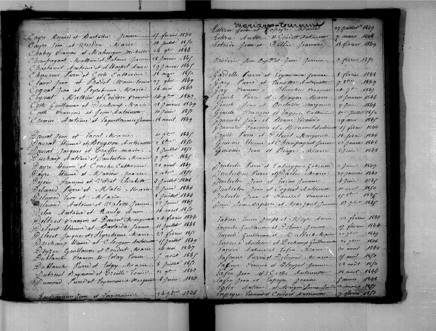 Tables décennales des mariages (1843-1852)