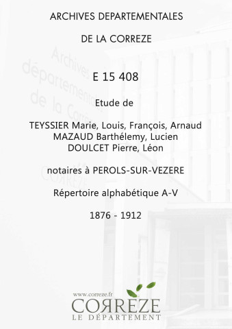 Répertoire alphabétique : A-V