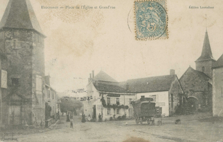 Eygurande : "Eygurande - Place de l'église et grand'rue".