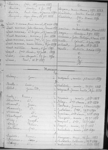 Tables décennales des naissances (1883-1892)