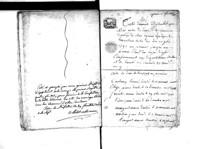 Tables décennales des décès (1792-1802)